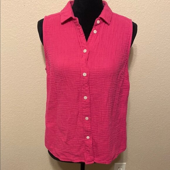 J. Crew Sleeveless Pink Button-Down Shirt - Picture 1 of 7